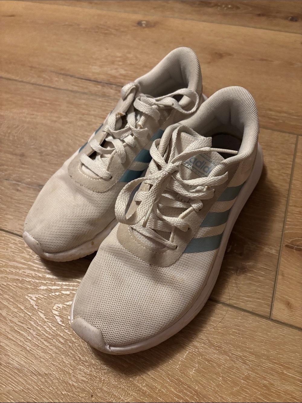 adidas Cream women’s  Sneakers with Light Blue Stripes